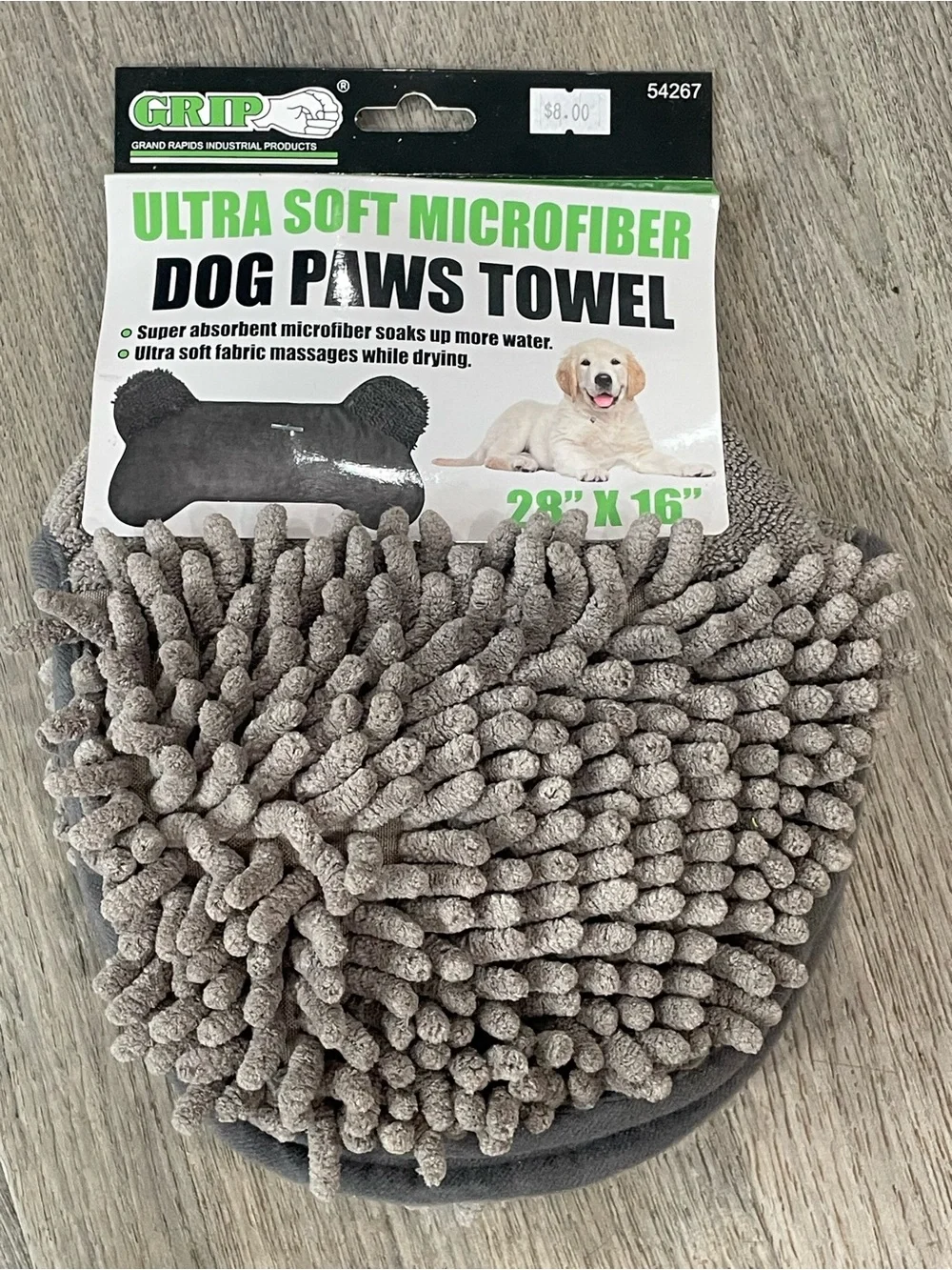 Ultra Soft Microfiber Dog Paws Towel - Gray